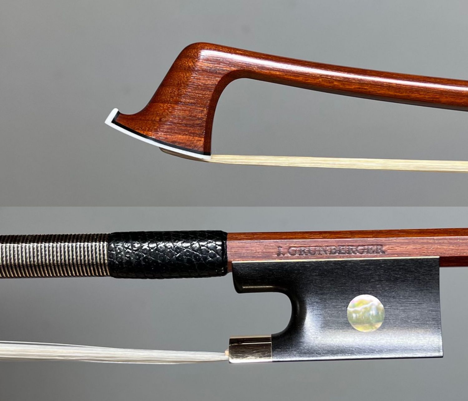 Archet de violon monté ébène et or fabriqué par Jean Grunberger.